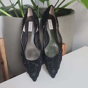 Badgley Mischka Gigi Pointed Toe Flat Evening Shoe Sz 10